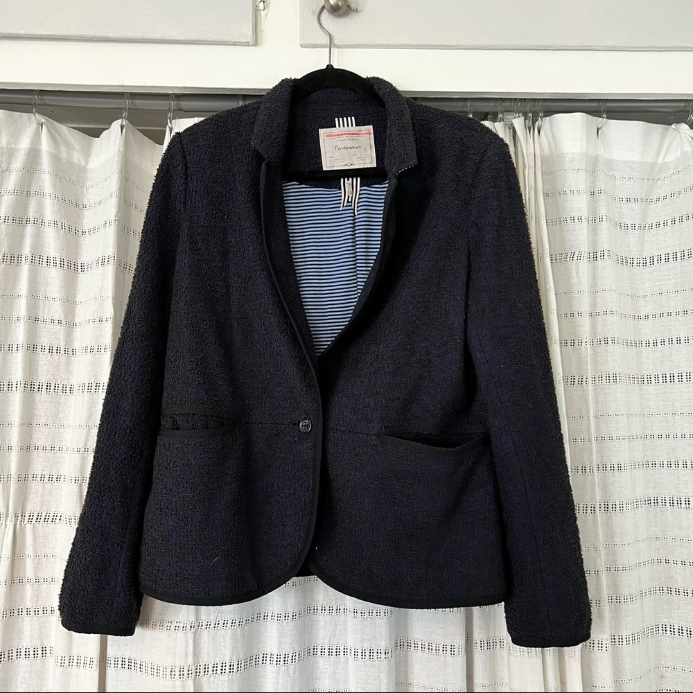 Anthropologie Cartonnier Blue Tweed Blaze With Black Trim